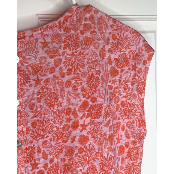 Sigrid Olsen Women's Linen Button Back Top Size M Coral Pink Fisherman Coastal - Picture 9 of 12